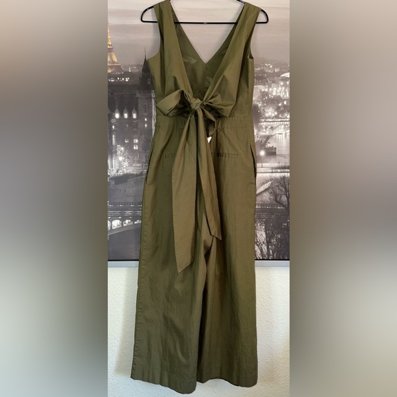 J CREW Olive Green Wrap-Tie Jumpsuit Stretch Paplin Size 2 - Picture 4 of 8